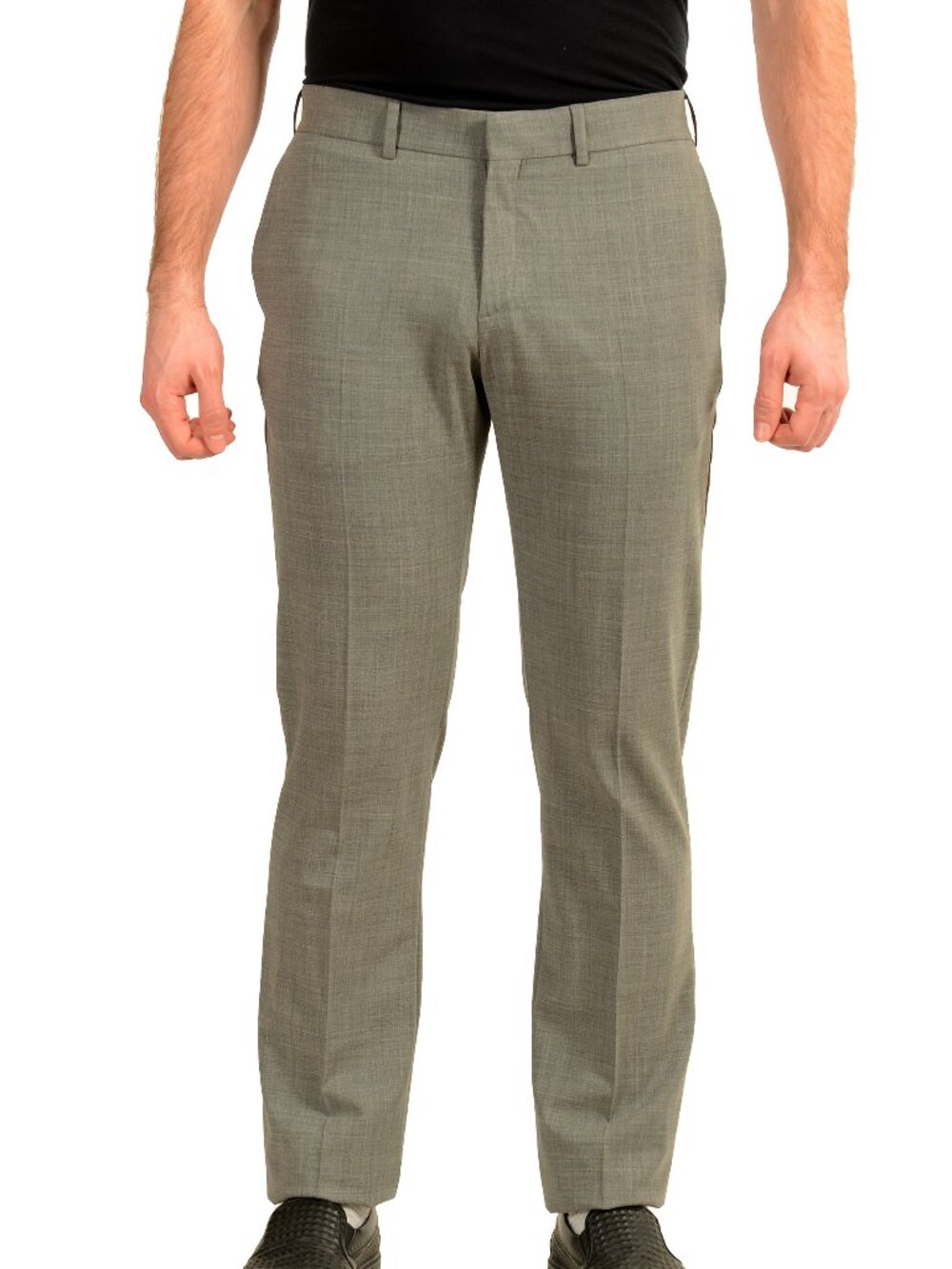 Malo Men's Gray Wool Flat Front Dress Pants US 32 IT 48